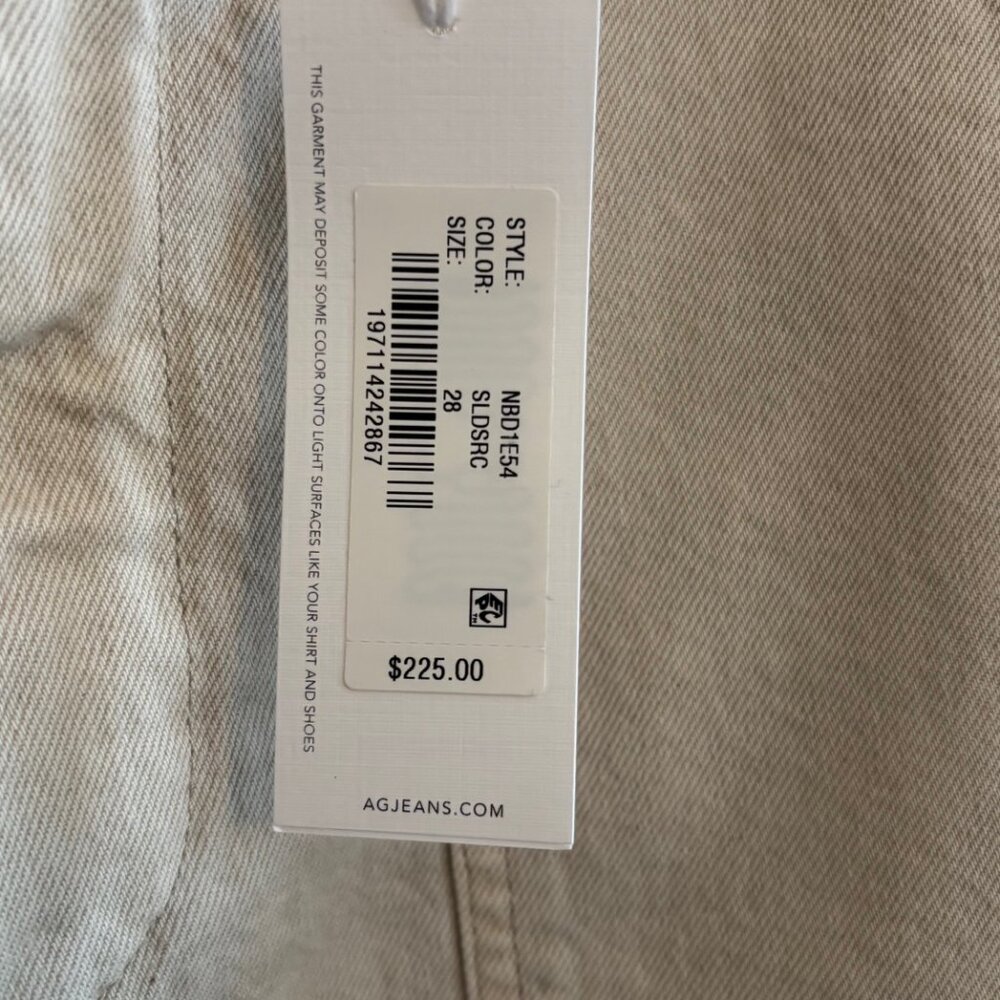 NEW AG Jeans Camille Utility Barrel Leg Denim Jeans Size 28 Oatmeal Beige - Picture 8 of 10